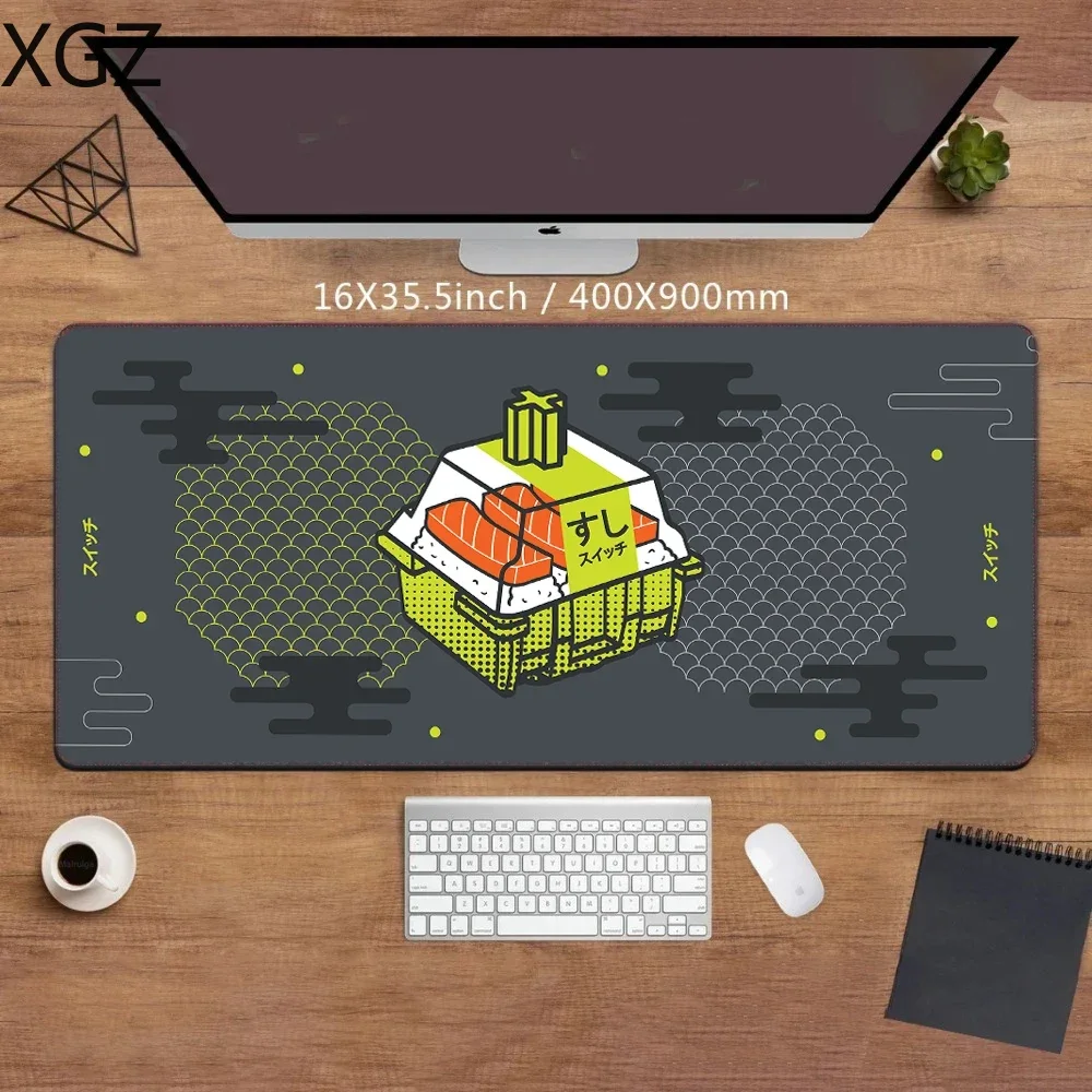 New 90X40cm sushi pattern game mouse pad computer notebook gamer desk mat carpet suitable for home office and washable