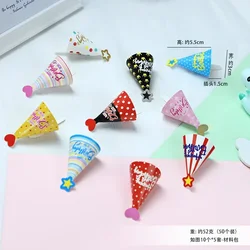 HOT 50Pcs/SET Mini Birthday Hat Cake Toppers DIY Cake Decoration Kids Birthday Cake Top Flages Baby Shower Cupcake Toppers