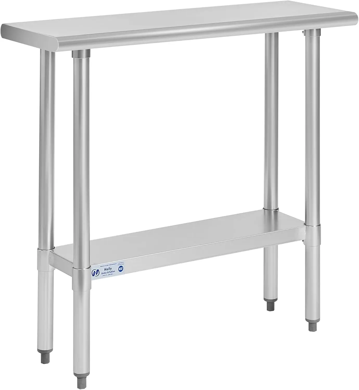 

Steel Table for Prep & Work 14 x 36 Inches, NSF Commercial Heavy Duty Table w/ Undershelf & Galvanized Legs for Restaurant,