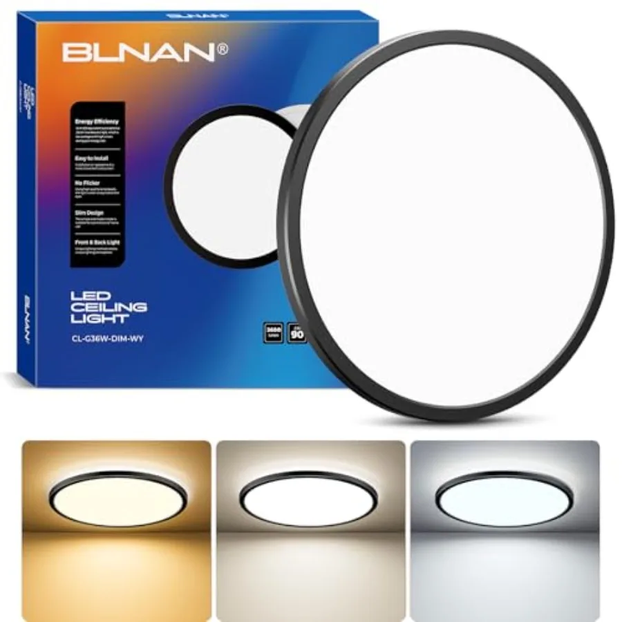 

15.4 Inch LED Flush Mount Ceiling Light 3000K-5000K 3 Color Selectable Ceiling Lights 36W 3600LM Closet Light Fixture Ceiling L