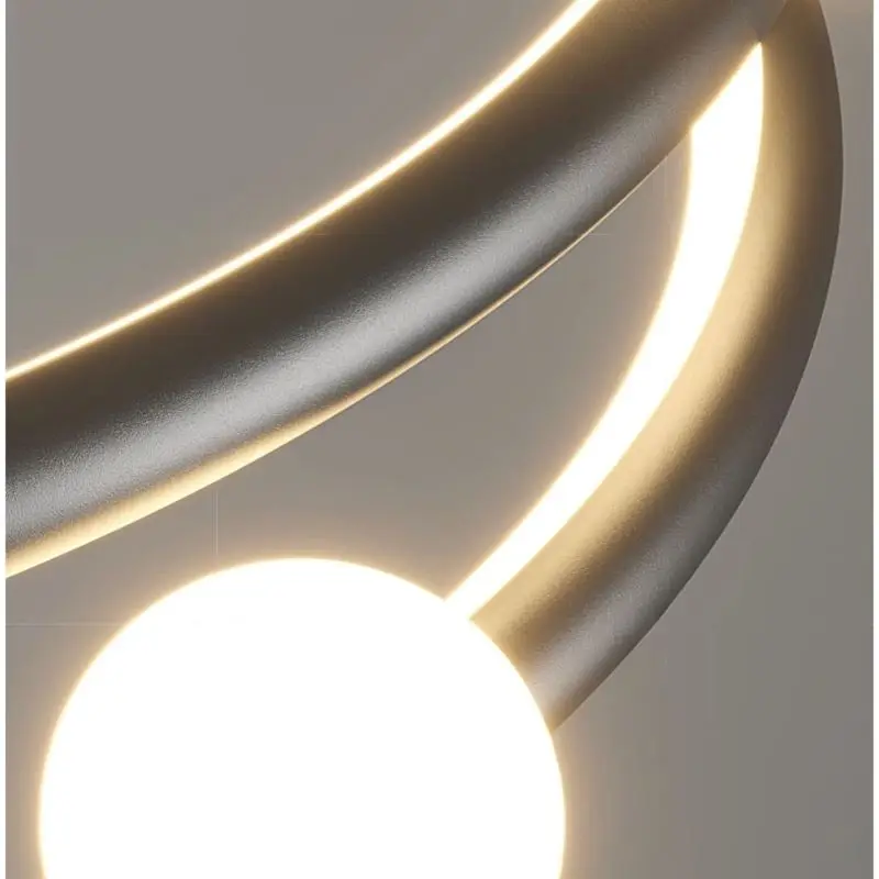 Imagem -05 - Sandyha-ring Lamp For Living Room And Bedroom Led Pendant Lighting Minimalista Chandelier Line Glass Ball Nordic Designer Novo Luxo