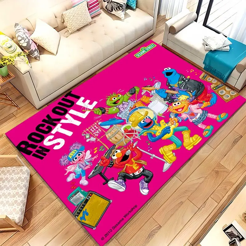 Vintage S-Sesame Street Elmo Cookie Monster Soft Non-Slip Large Area Rug for Living Room,Bedroom Carpet Mat for Sofa,Home Decor