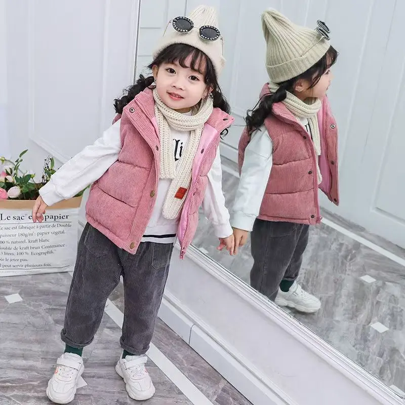 

Boys' And Girls' Corduroy Cotton Clothing Vest 2025 New Winter Clothing Children's Thick Camisole Jacket