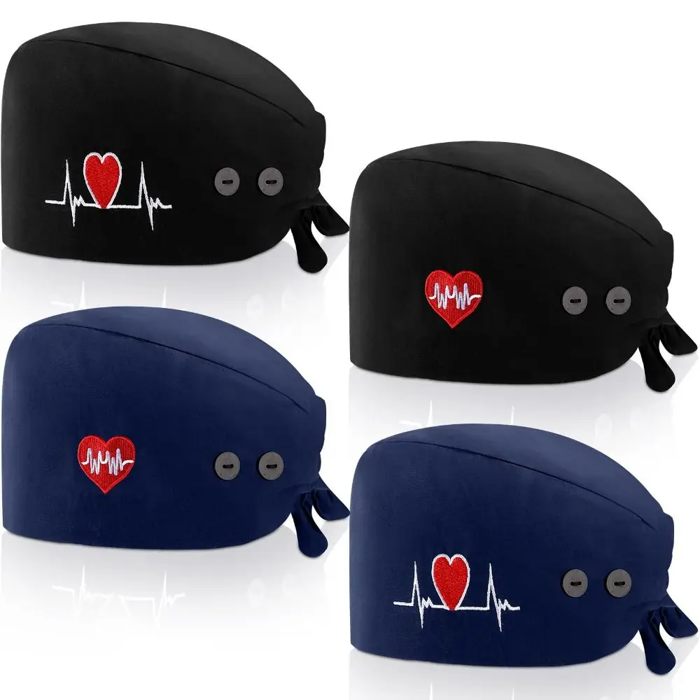 

Professional With Button Nurse Caps Elastic Bandage Sweatband Scrub Hats Lightweight Breathable Dentist Hats Hospital