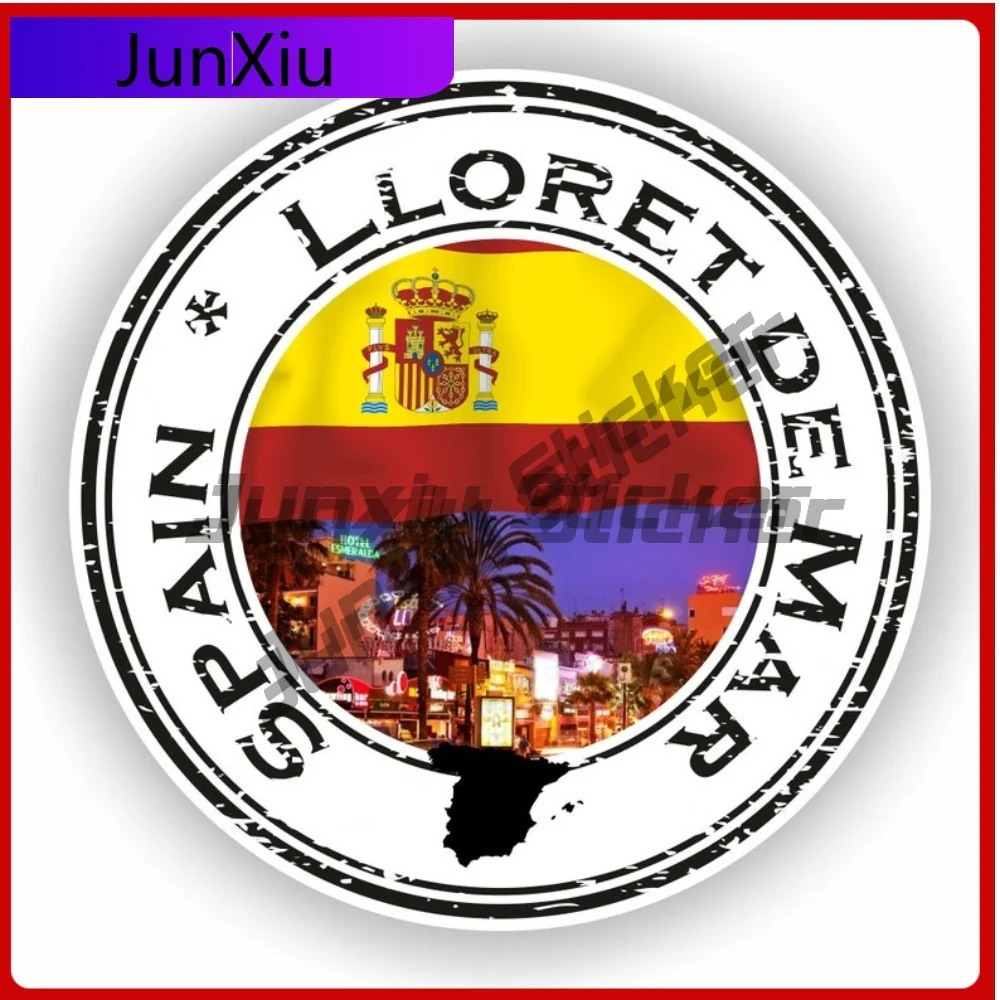 

Spain Lloret de Mar 02 Seal Sticker Round Flag Cool Vinyl Decal Waterproof Car Decor for Scratch-Proof Accessories