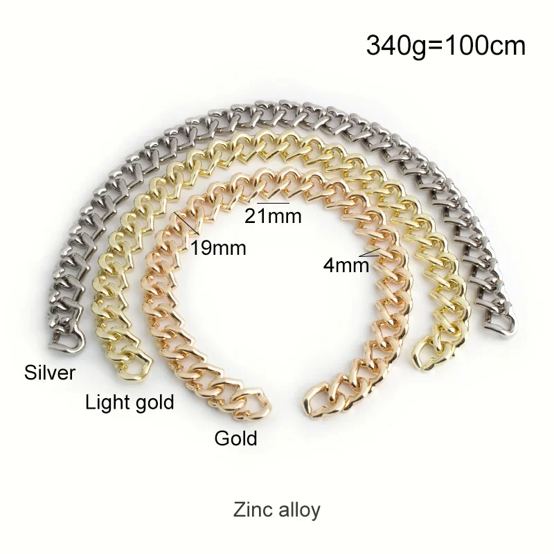 1-5 pieces Zinc Alloy 4mm thick 19mm width Heart-shaped alloy chain Travel Accessories bag chain strap