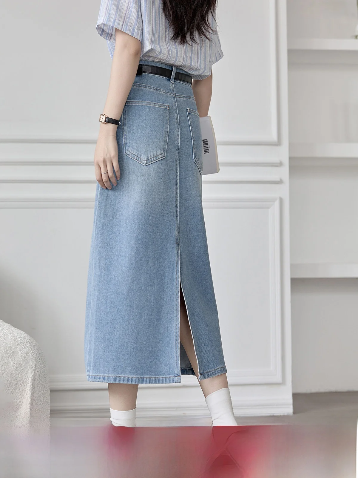 

High Waist A-Line Denim Skirt Women's Spring 2026 New Waed Slimming Hip Covering Versatile f-length Skirts Korean Sle
