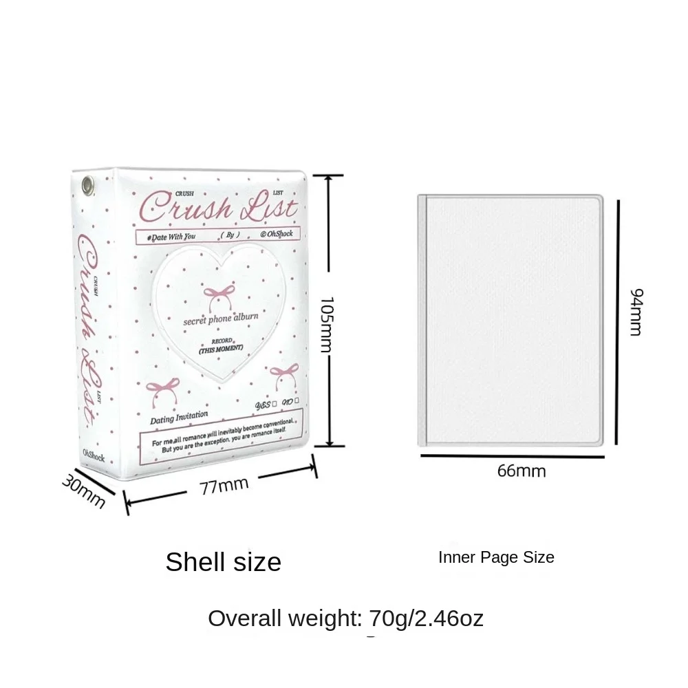 New Love Bow Card Album 3 Inch Mini with 16 Internal Pages Photocard Binder Collectible Card Album PVC Idol Card Collect Book