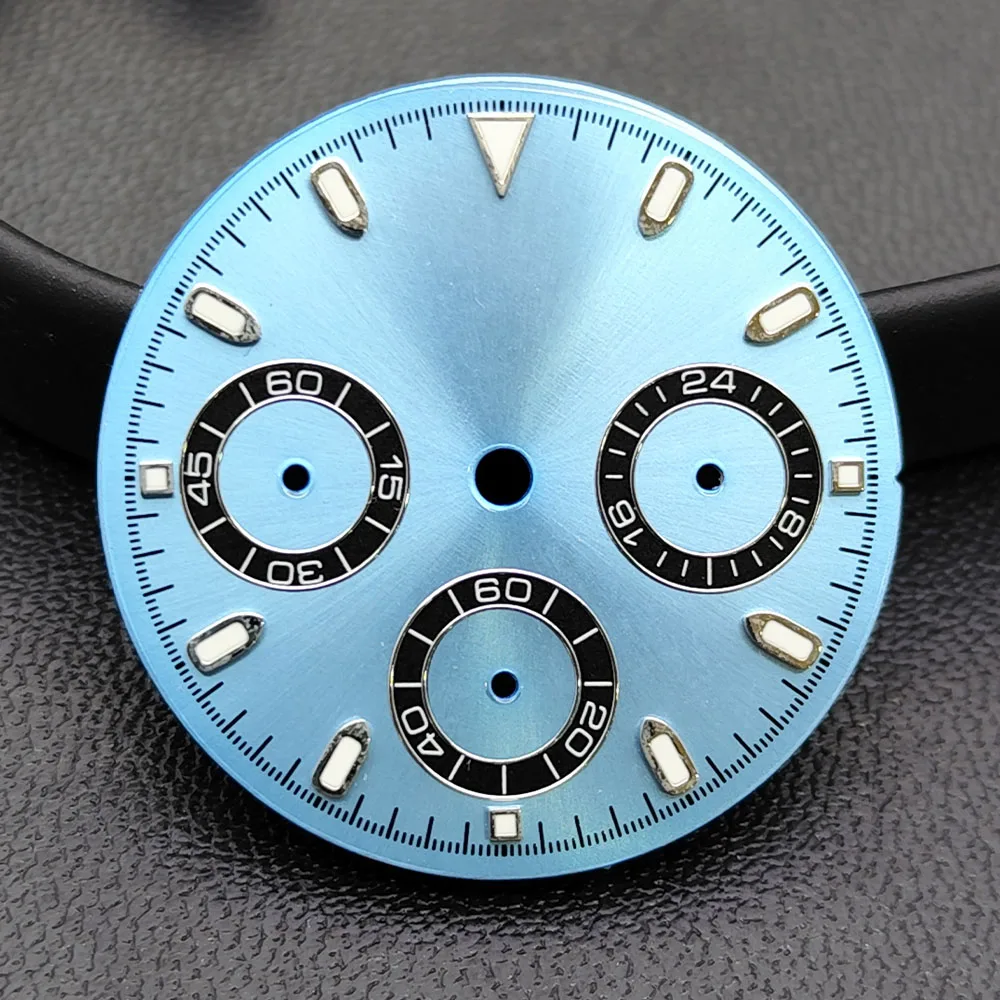 For VK63 29mm Panda Dial For VK 63 Quartz Movement Luminous Watch Accessory Parts Stylish Men's Watch Dial Pointer 6-Hands
