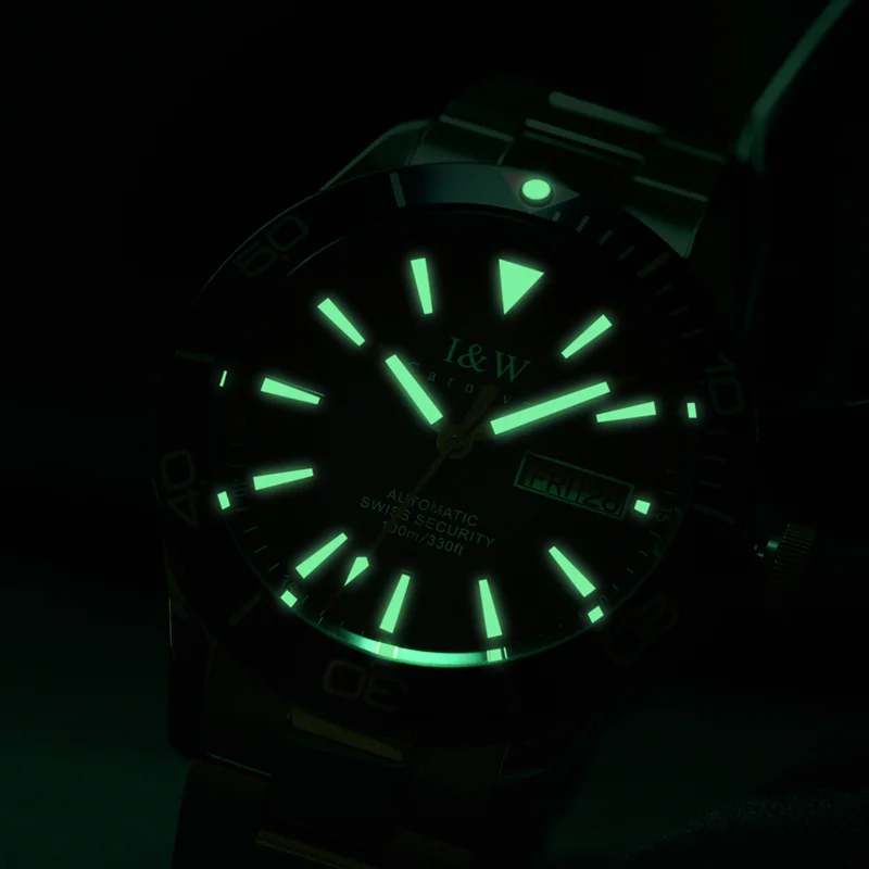 Carnival Automatic Watch for Men Luxury Brand Mechanical Reloj Hombre Sapphire Sports Dive Green Water Ghost Bezel Montre Homme image 5