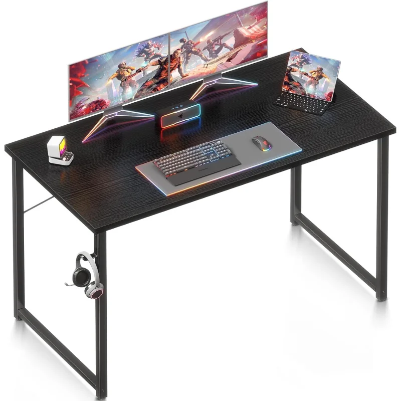 48 Inches Computer Desk for Small Spaces, Study Table for Home Office, Writing Desk with Headphone Hooks。