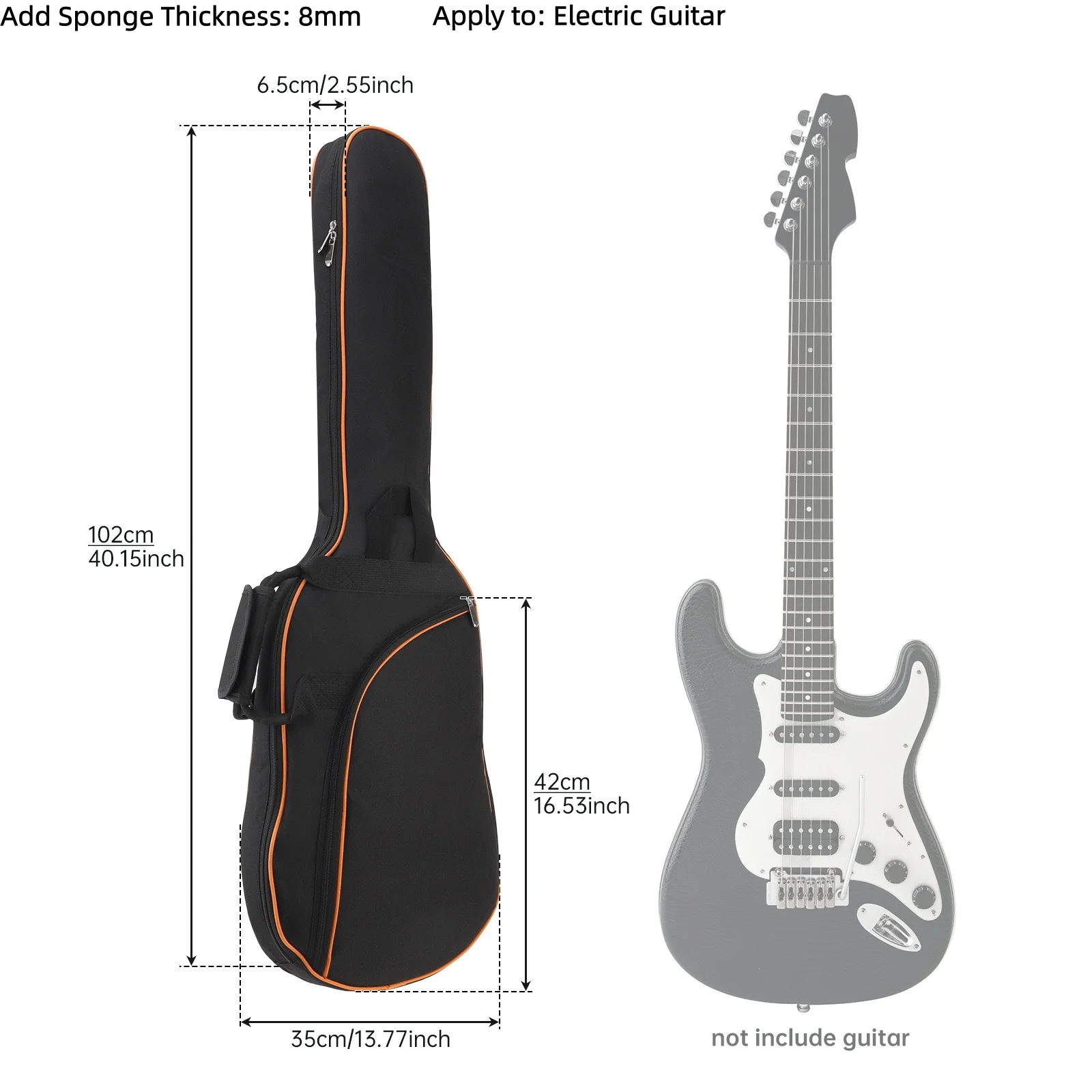 38-41 Inch Oxford Fabric Electric Guitar Case Colorful Edge Bag Double Straps Pad 8mm Cotton Thickening Waterproof Soft Backpack