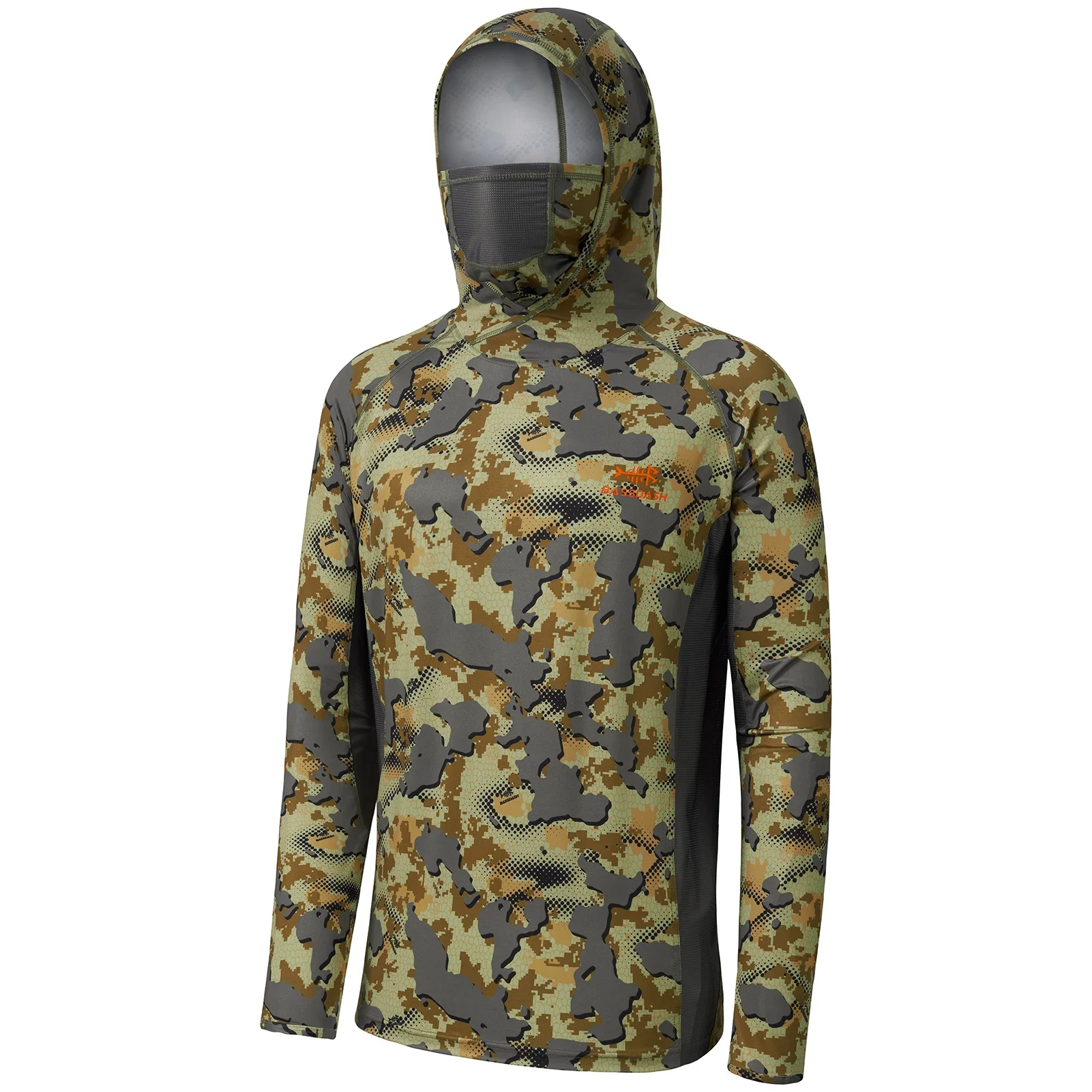 Bassdash UPF 50+ Herren-Jagdhemden mit Maske, langärmliger Camo-Angel-Hoodie – Detail 3