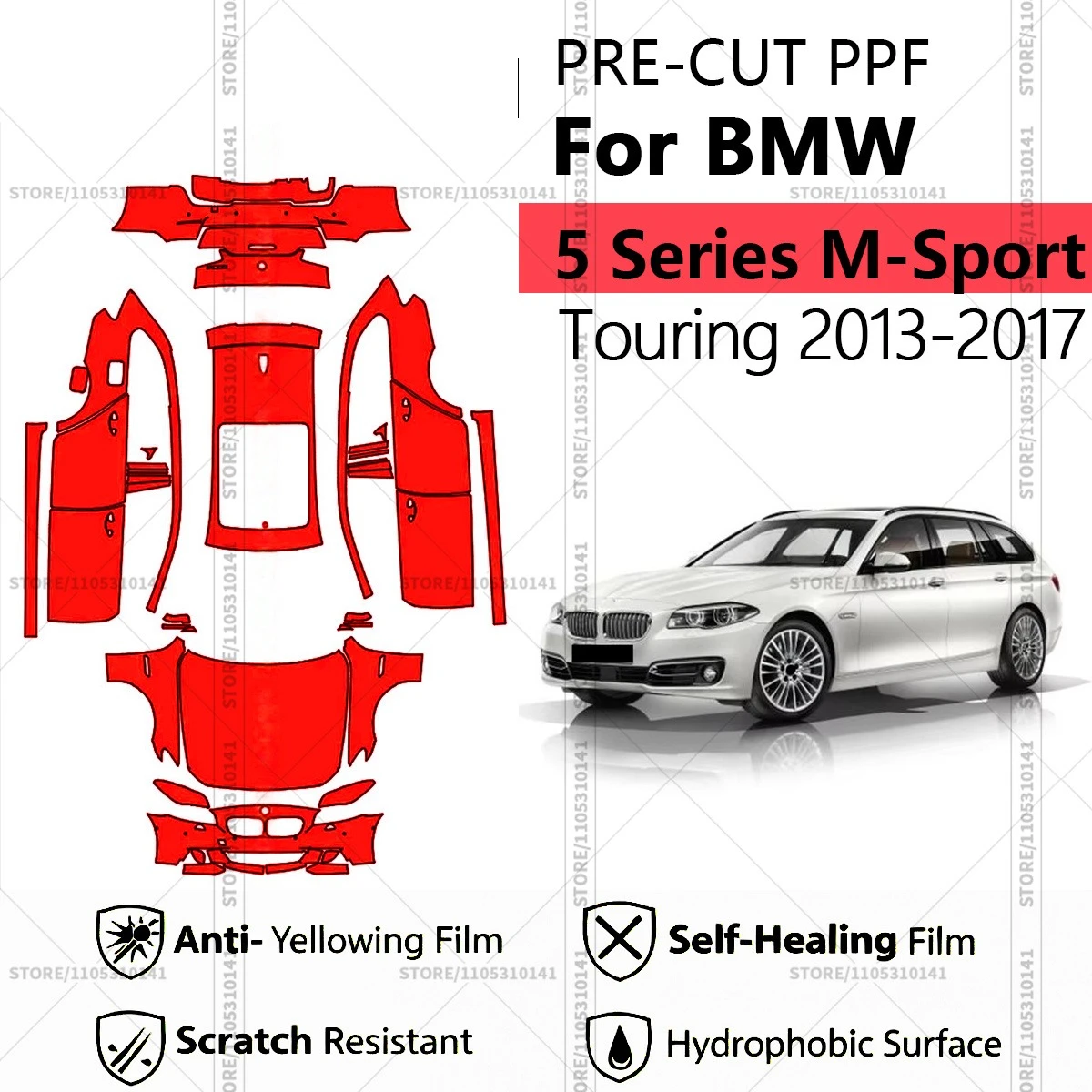 Pre-Cut Paint Protection Film PPF Transparent Car Film Automotive PPF For BMW 5 Series M-Sport Touring 2013-2017