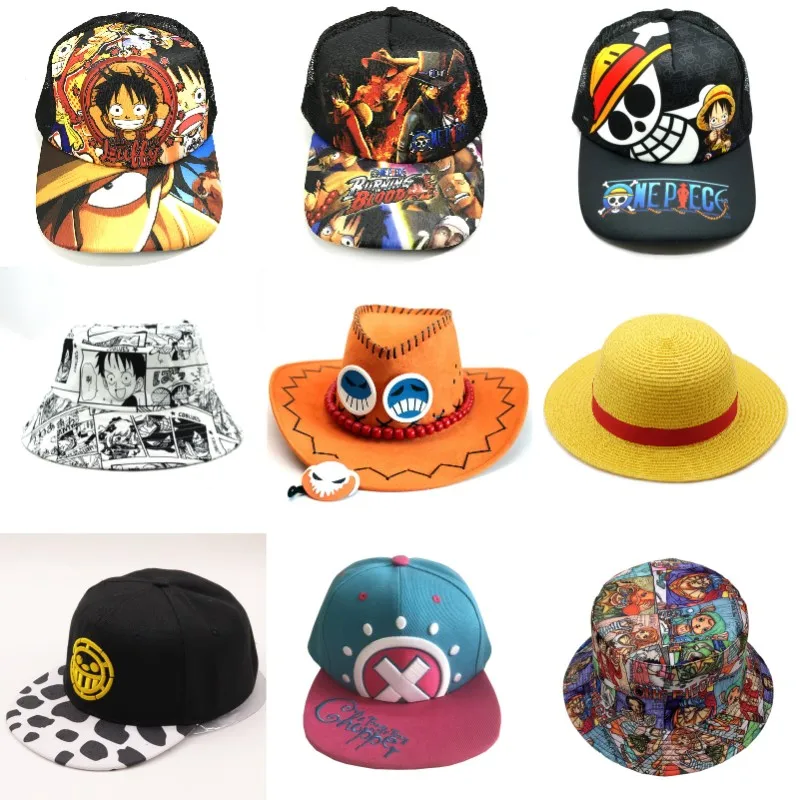 Jednoczęściowy Portgas D Ace słomkowy kapelusz luffy\'ego Chopper Trafalgar Law czapka z daszkiem dla dorosłych Unisex kapelusz typu Bucket