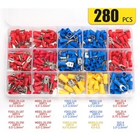 With 4-in-1 Wire Stripper Copper Contact Crimp Termination Insulated Cable Connectors Spade Crimp Terminal Connector Kit 280Pcs