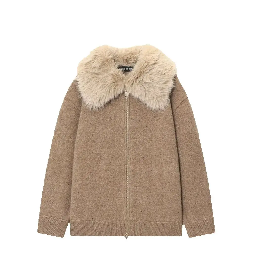 

Women's Embroidered Loose Top with Fleece Collar Long Sleeve Zipper Autumn and Winter New Warm Coat