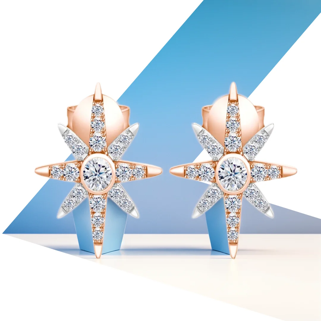 

Hexagram Main Stone Moissanite Stud Earrings For Women 18K Gold Plated 925 Silver Diamond Earring Fine Jewelry Gift