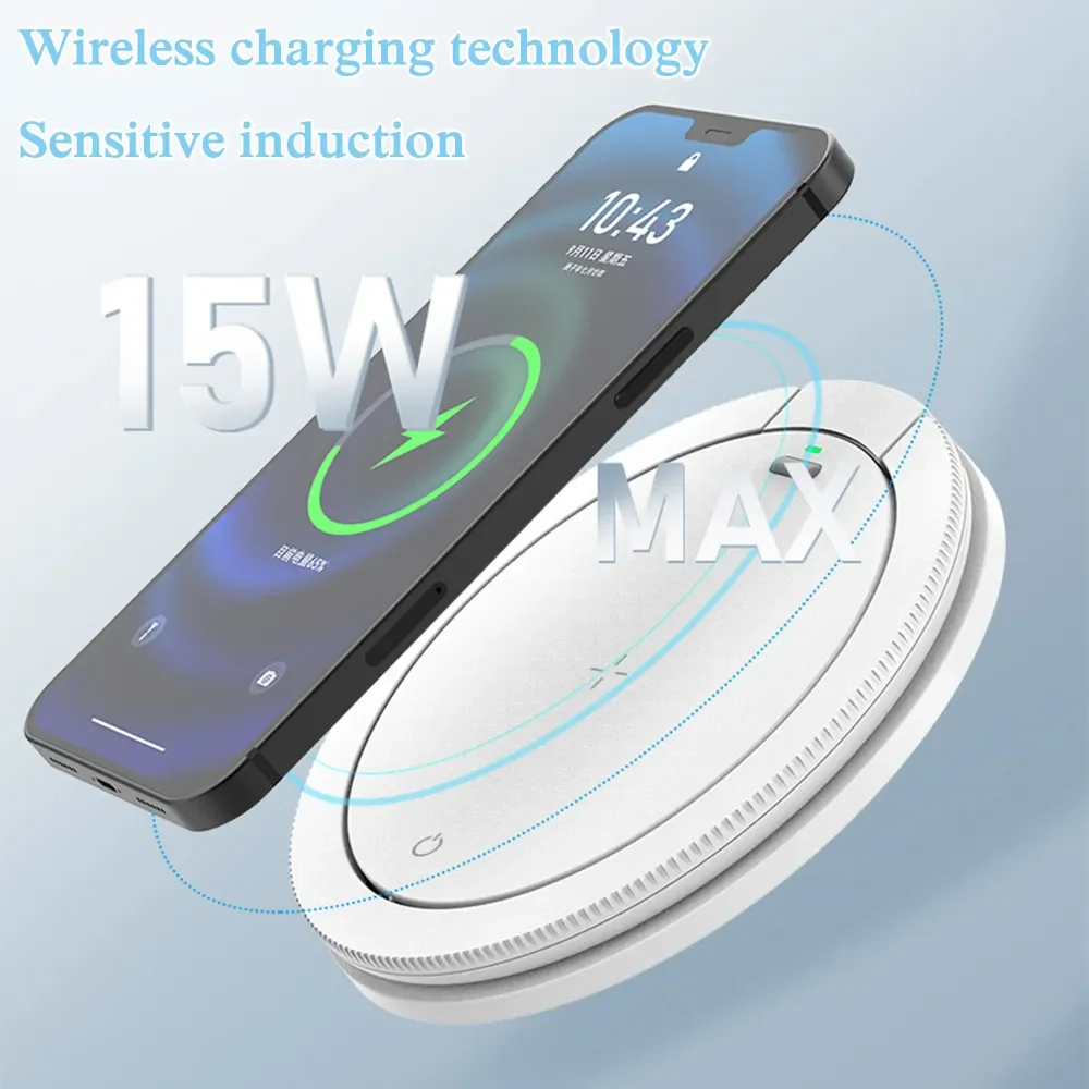 15W Wireless Charging LED Night Light 3 Modes  Collapsible Bedside Lamp Table Light Portable Phone Holder Floodlight