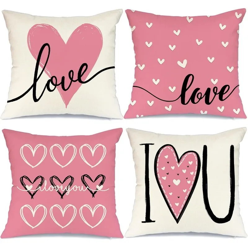 Valentine's Day decoration pillowcase gift sweet romantic home room decoration I LOVE YOU pattern design Sofa cushion cover