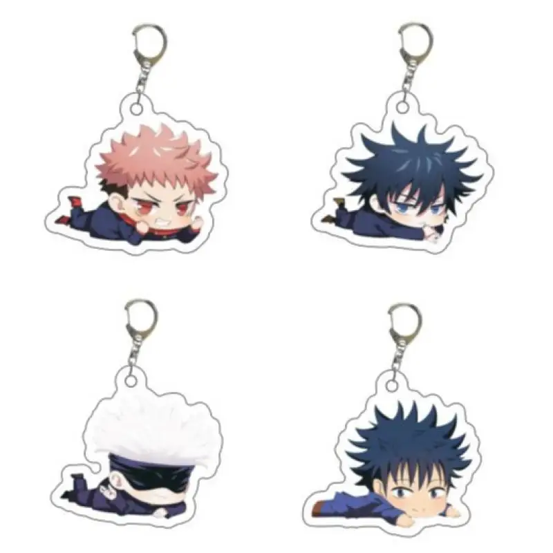 Cartoon Jujutsu Kaisen Itadori Yuji Satoru Gojo Fushiguro Megumi Kugisaki Nobara Acrylic Keychain Backpack Pendant Gift Toy