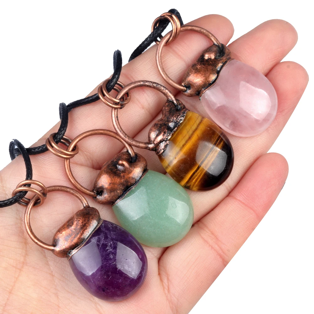 Natural Stone Pendants Ornament Women Handbag Unique Shape Crystal Necklace Natural Stone Messenger Bag Pendant Amethyst Jewelry