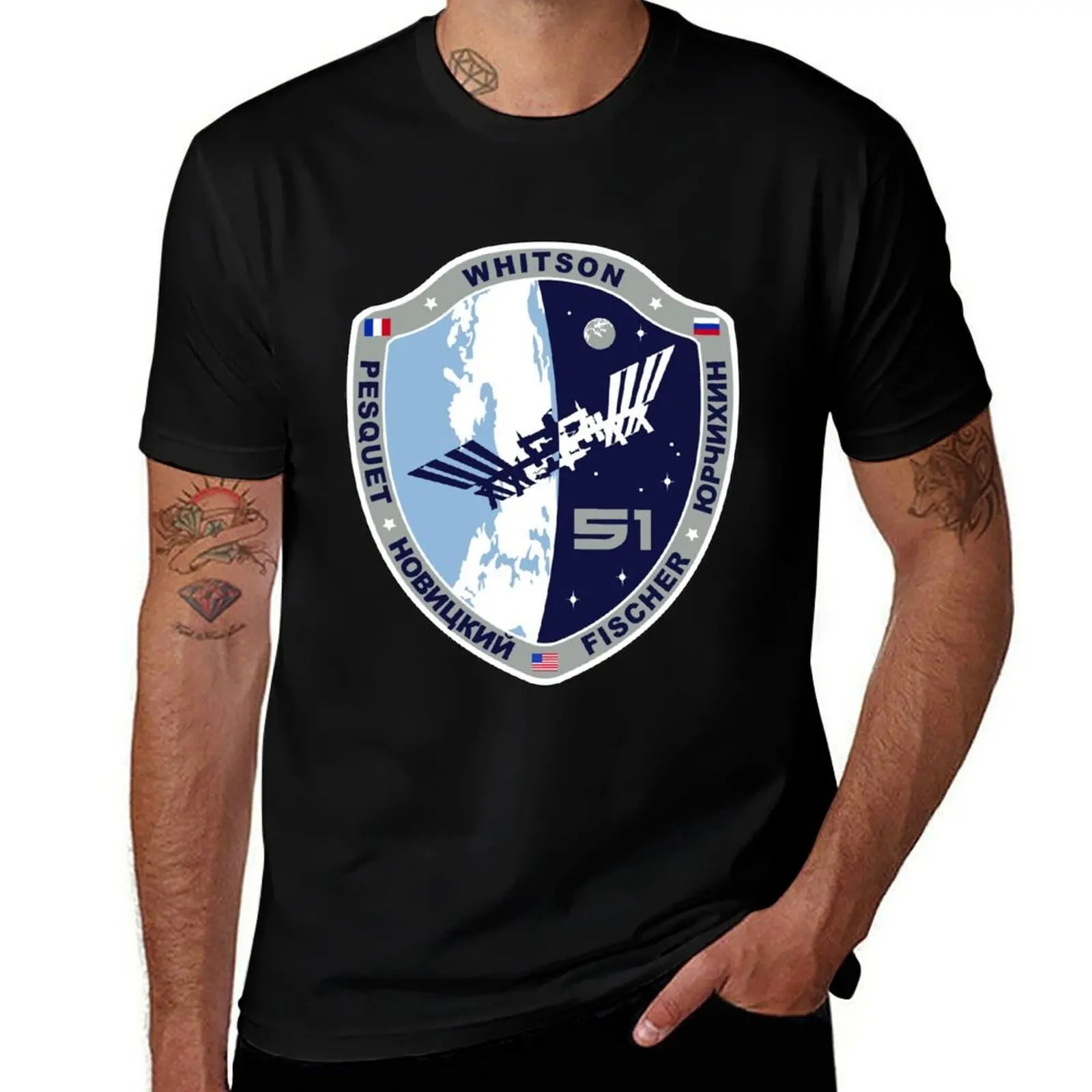 Expedition 51 Actual Flight Crew Patch T-Shirt Sports Casual Breathable Tee Shirt T-Shirt