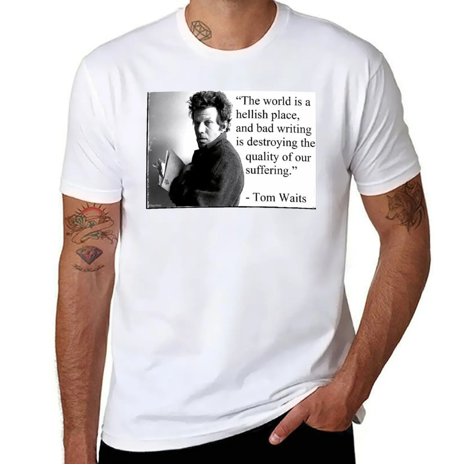

Tom Waits Poetry T-Shirt g man t shirts for men man t shirt cotton high quality T-Shirt