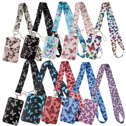 Colorful Butterfly Credential Holder Vintage Neck Strap Lanyards for Key ID Card Gym Phone Strap Keyring Accessories Gifts