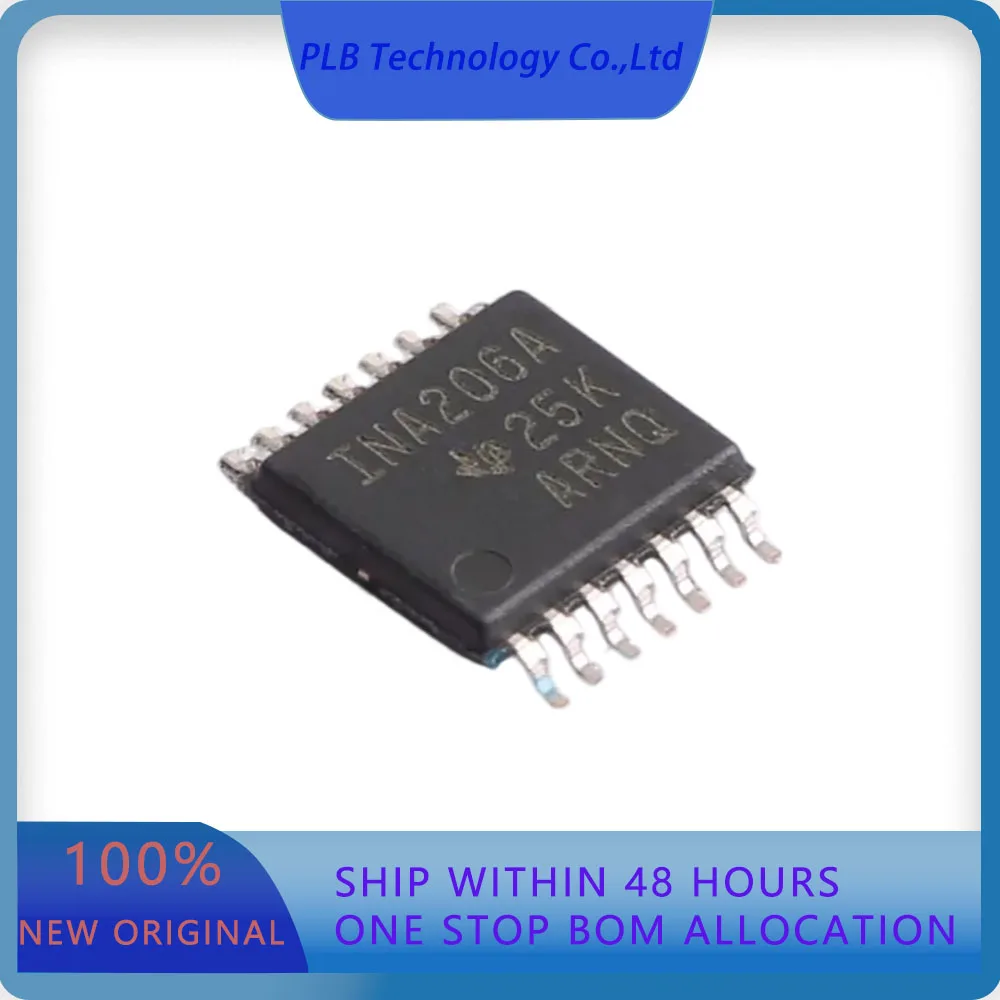 5PCS INA206AIPWR INA206 20V/V -16V~80V 500kHz 1.0 TSSOP-14 Current Sense Amplifiers  Original Stock