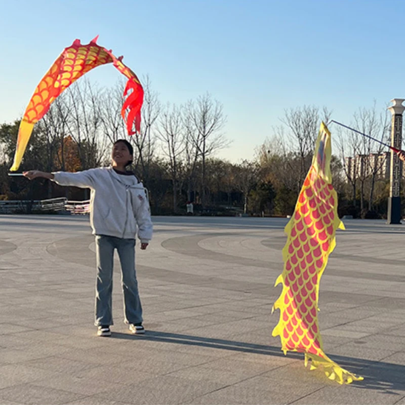 

1.5/2/3M Dragon Dance Ribbon Pole Chinese Mascot Costume For Children Fitness Practise Party New Year Festival Activity Supplies