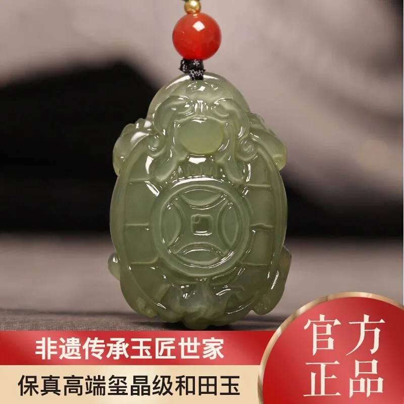 

Hetian Серый Маленький Fortune Bringer Мужское и женское нефритовое ожерелье с подвеской-черепаховый J