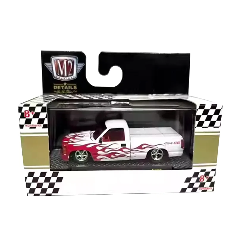 M2 เครื่อง 1:64 Scale 1990 C1500 รถกระบะสีขาวสีแดงรถคอลเลกชันของขวัญของเล่นเด็กจํากัด FAST SHIPPING