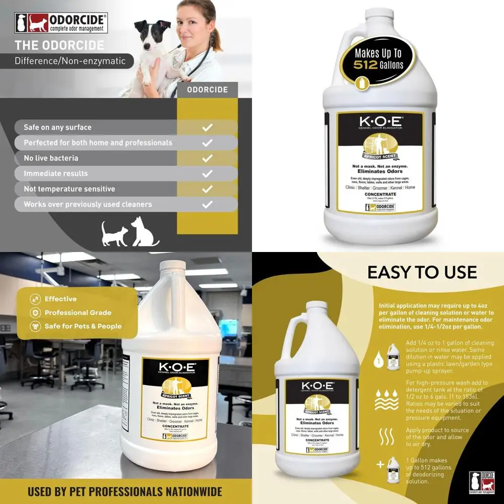 

Powerful Apricot Scent Odor Remover for Pet Areas - 128 oz Non-Enzymatic Solution