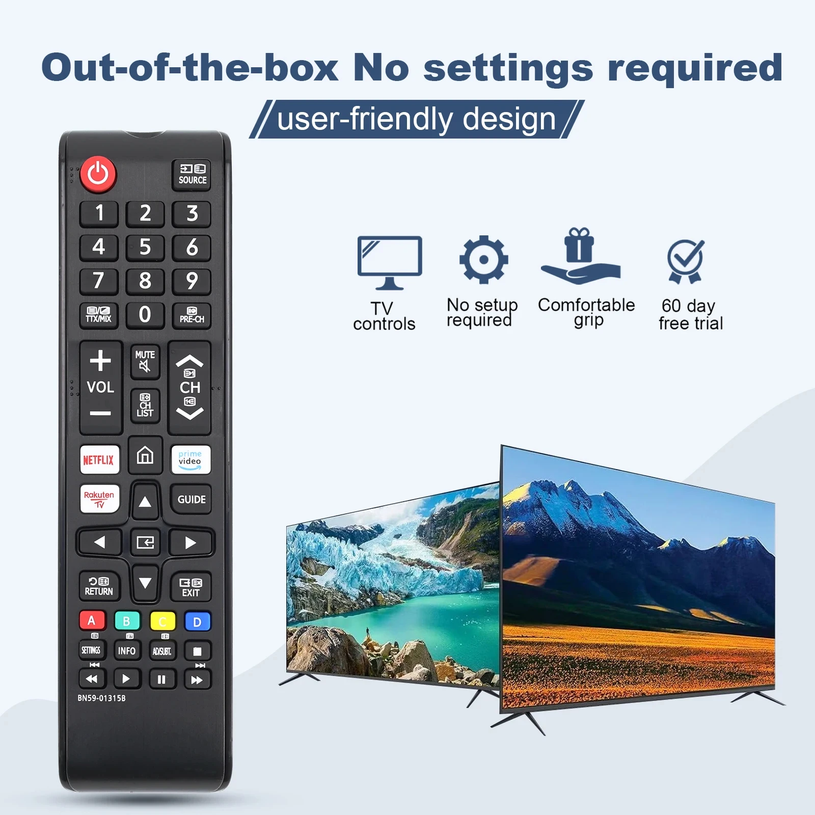 BN59 01315D For Samsung Remote Control Compatible with UE43RU7100 UE49RU7100 UE50RU7100 UE55RU7100 UE75RU7100 UE43RU7105 UE43RU7