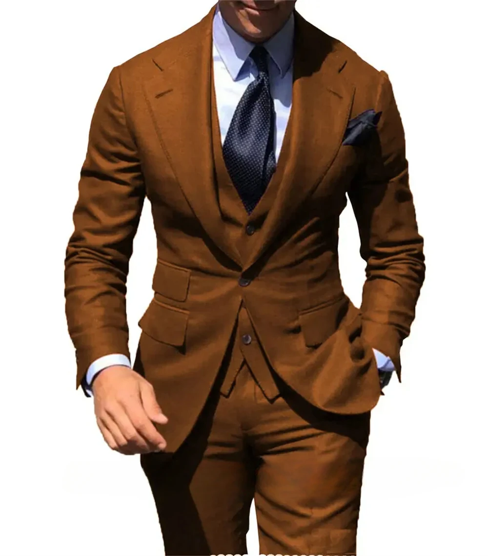 2025 Classy Wedding Suits Slim Fit Groom Wear Men's Tuxedo Groomsmen Suit Male Cheap Formal Business (Jacket+Vest+Pants）