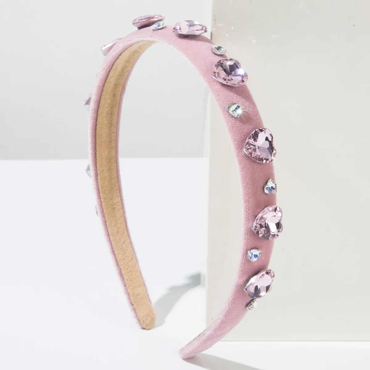 Valentine\'s Day Pink Baroque Full Diamond Love Headband Sweet Date Hair Accessories