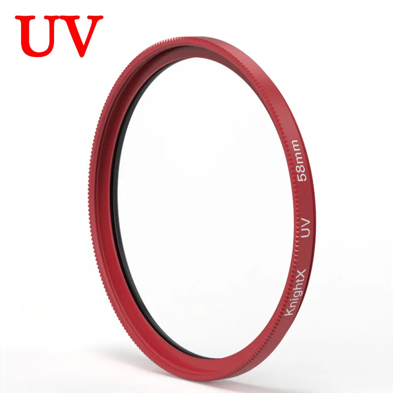 KnightX Red Frame UV Filter Lens Protector 49mm 52mm 55mm 58mm 62mm 67mm 72mm 77mm For Fuji Sony Canon Photography Accessories