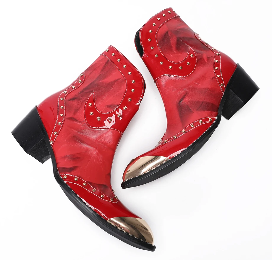 BOARD Frühling Heels Leder Männer Stiefel Spitz männer Kleid Stiefel Männer Höhe Verstorbene männer Rote Hochzeit Schuhe niet Stiefel – Detail 2