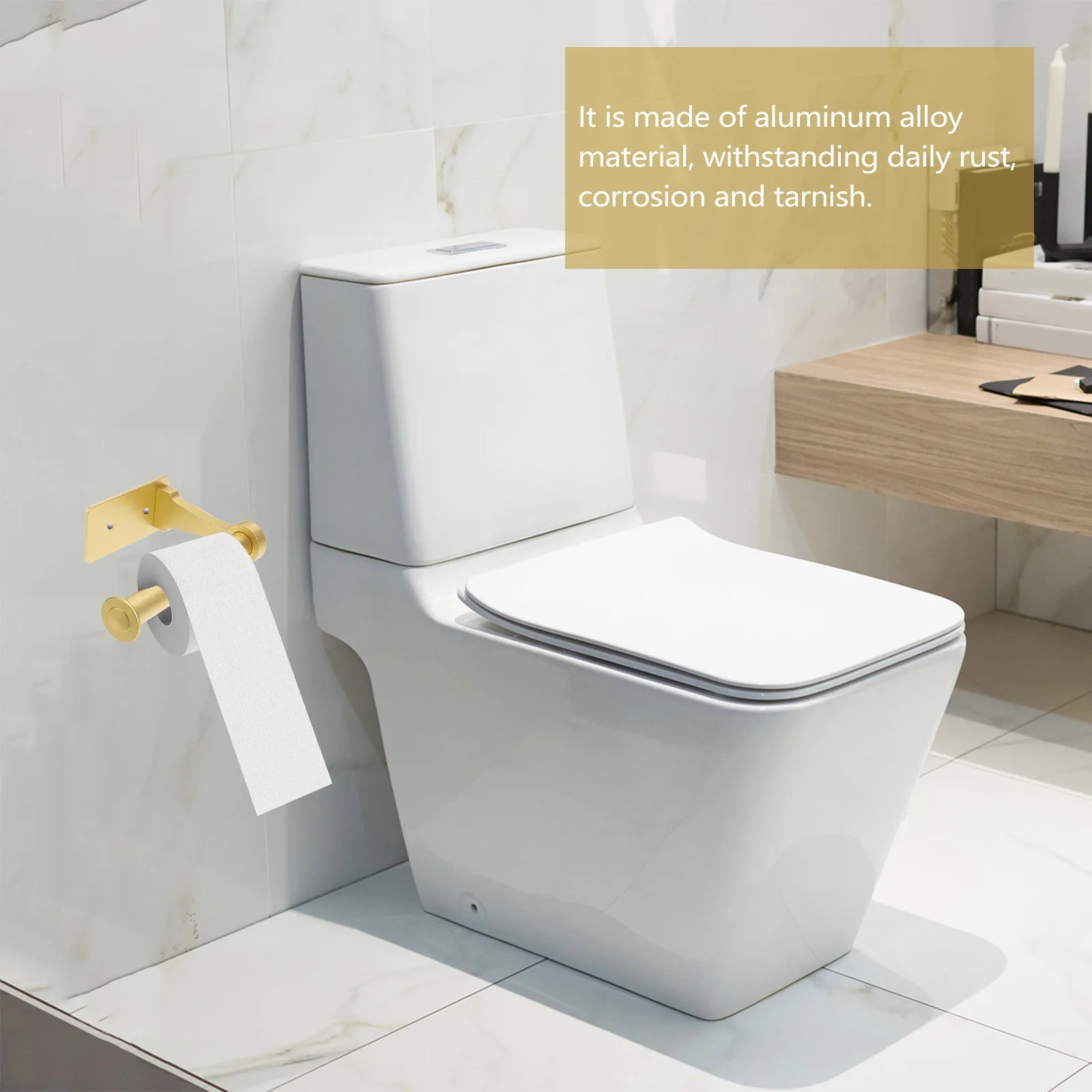 

Aluminum Alloy Bathroom Roll Paper Holder Wall-Mounted Toilet Tissue Rack Space-Saving Metal Paper Towel Stand Kitchen Organizer