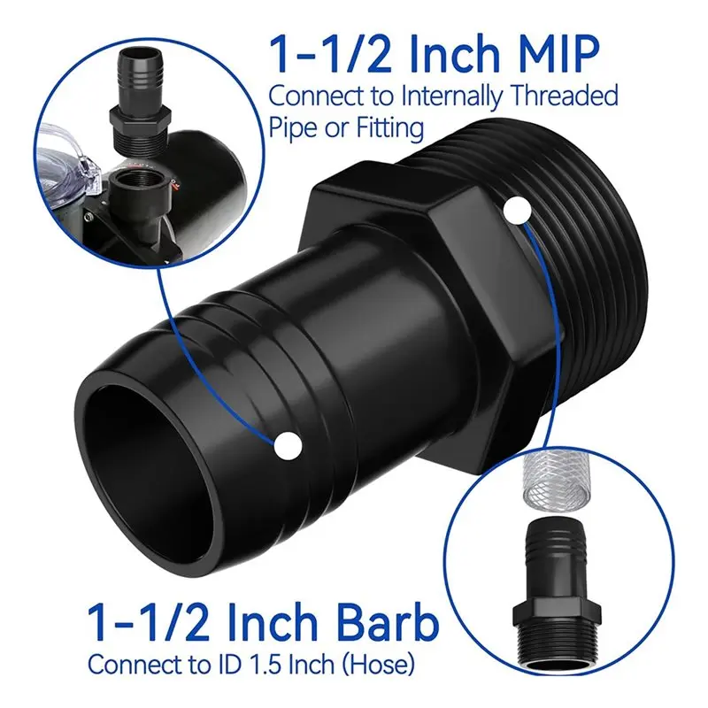 1.5 Inch Pool Pump Hose Adapter For Hayward SPX1091Z2 Hose Male Insert Adapter Replacement