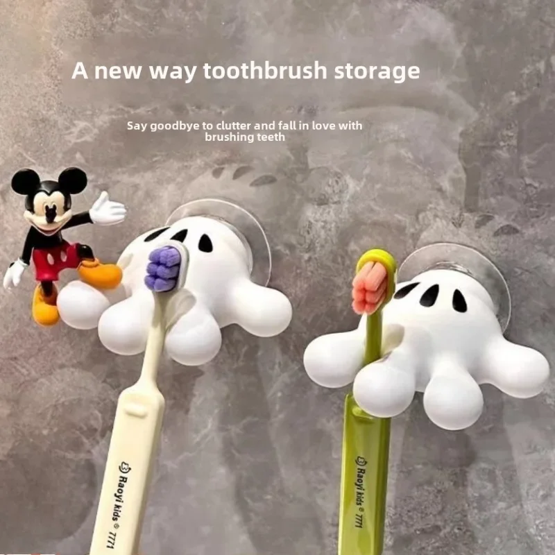 Disney Mickey Mouse cute fun palm bathroom toothbrush holder cartoon non-punching non-marking suction cup data cable rack