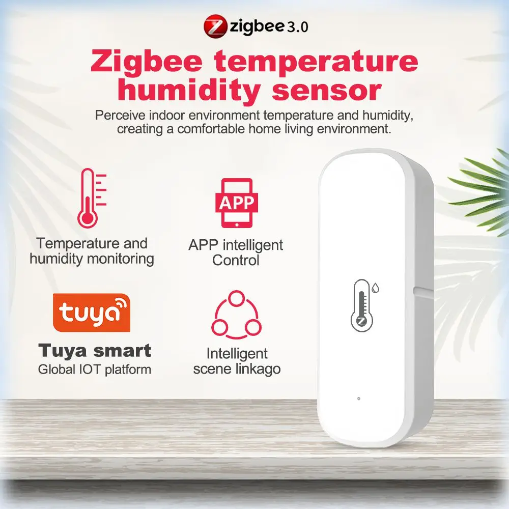 Tuya WIFI/ZigBee Smart Temperature And Humidity Sensor Battery Powered ZigBee Smart Home Security Work With Alexa Google Home