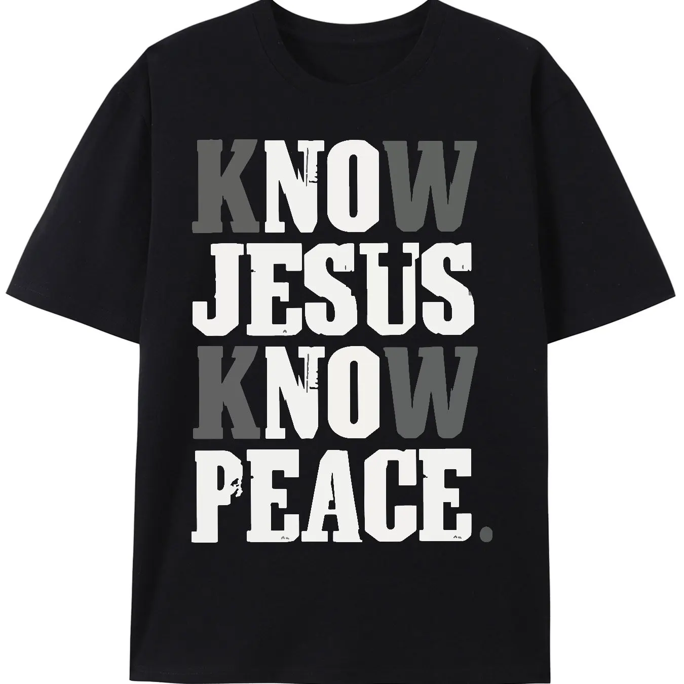

Know Jesus Know Peace T-shirt Believe in God Christ Christian religious T-shirt printed summer men's short-sleeved top