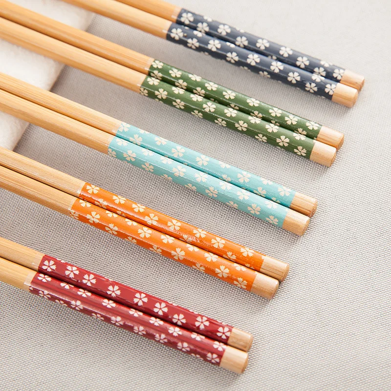 (50 pairs) Bamboo Chopsticks 24cm Cherry Blossom Dinner Chopsticks