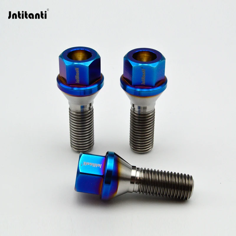 Jntitanti M14*1.25*28-45mm never rust racing parts cone seat Gr.5 titanium hub bolt wheel bolt  for BMW MINI Racing car