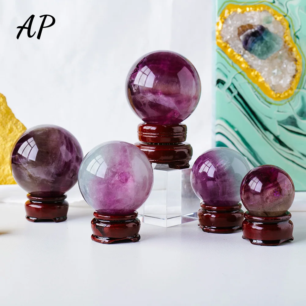 

1PC Natural Healing Crystal Stone Polished Watermelon Fluorite Quartz Sphere Fluorite Crystal Ball Home Decoration Gifts