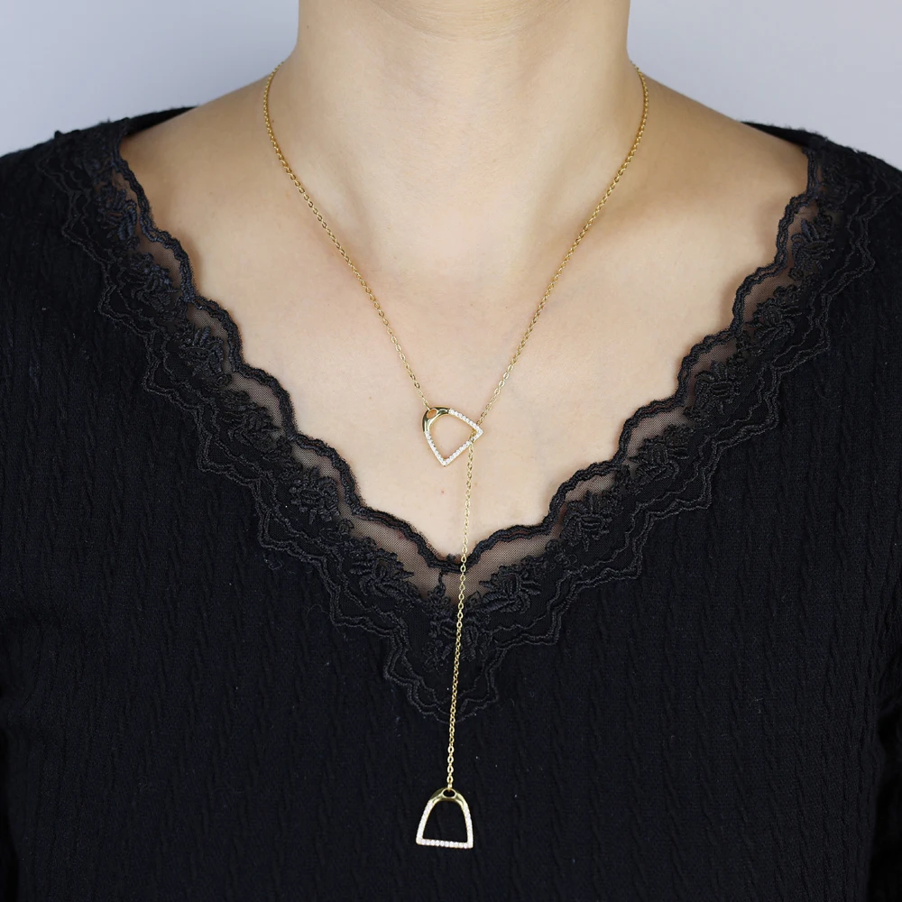 جديد 925 فضة الوهق طويل الحصان قلادة قلادة القلب السيدات عاشق الفروسية القلائد النساء المجوهرات