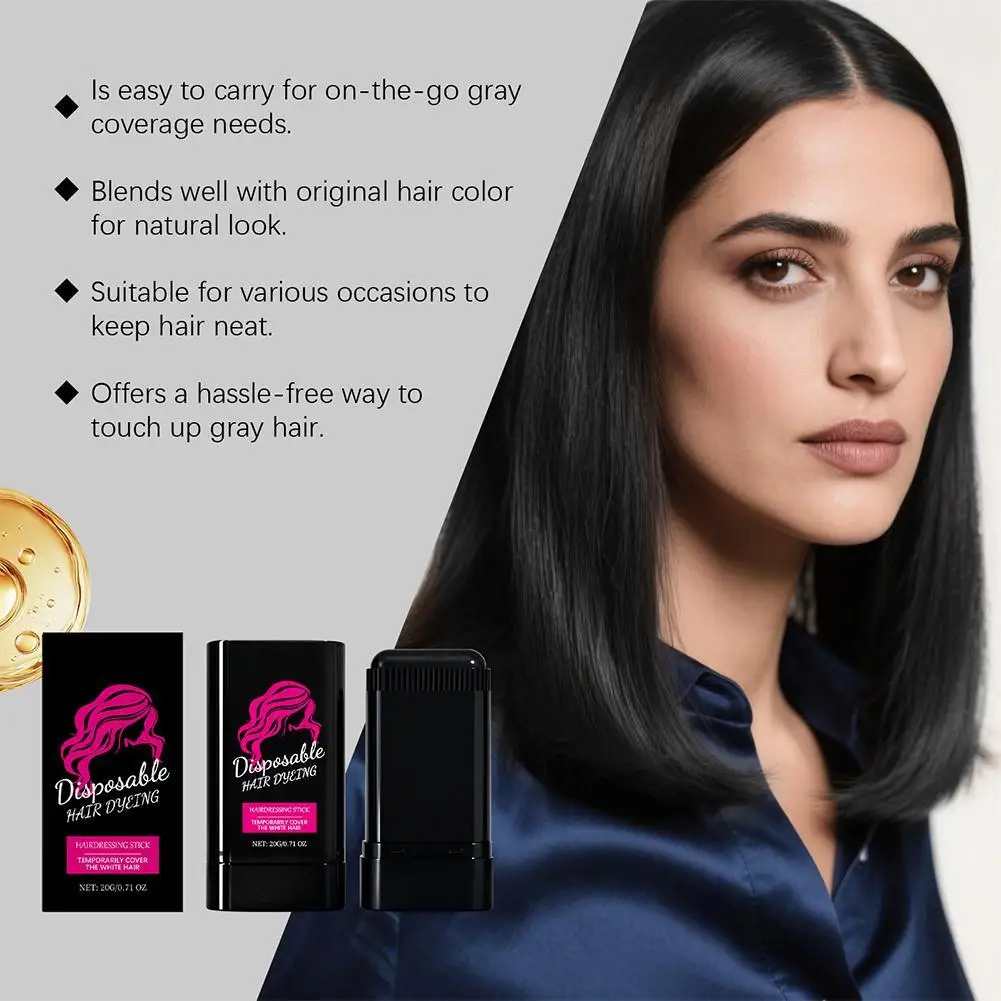 

20g Black Hair Stick, Gray Hair Covering Artifact No Color Loss Disposable Hair Dye Stick Hair Roots Hair Dyeing and Color