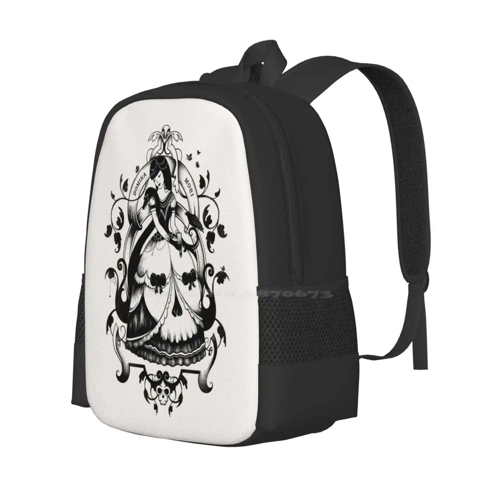 Mrs. Death Ii 3D Print Design Backpack Student Bag Girl Skull Dark Black Swan Crow